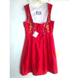 Ascartrachten Red w/Multicolor Embroidery German Traditional A-Line Dress EU40